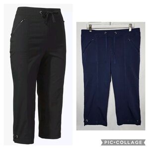 Womens Weekends Chicos Perfect Stretch Grommet Capris Navy Blue Size 2 L 12